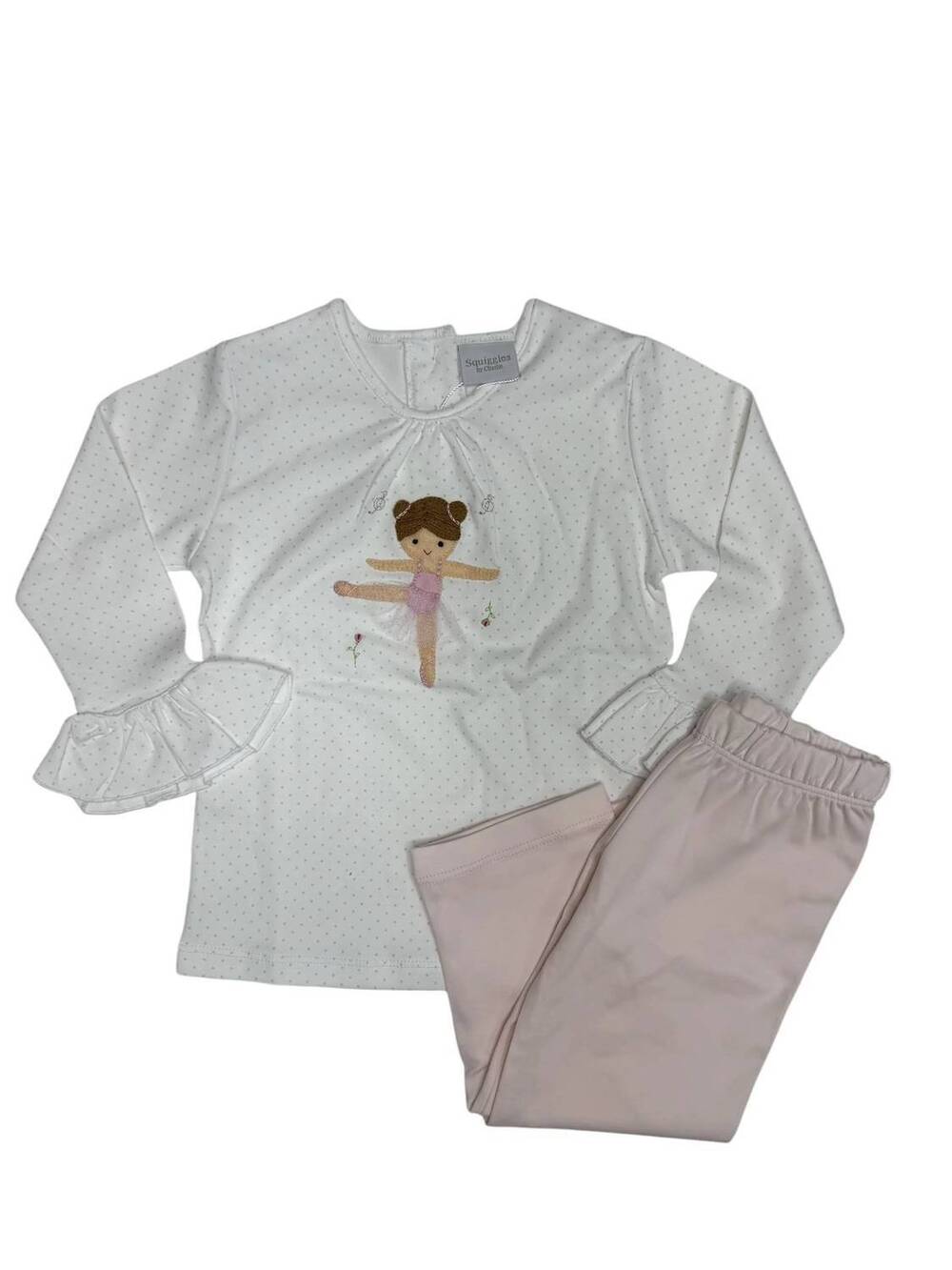 NEW SQUIGGLES girl's betsy ballerina pant set in white